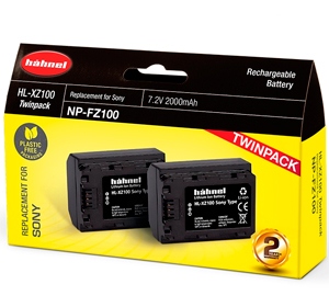 Hahnel HL-XZ100 (NP-FZ100) Rechargeable Battery Twin Pack