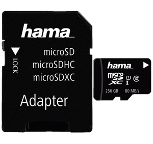 Hama 256GB MicroSDXC UHS Class 1 UHS-I 80MB|sec + SD Adapter