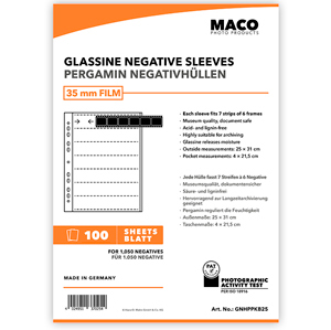 Maco Glassine Negative Sleeves 35mm - 7 Strips Of 6 (100 Sheets)
