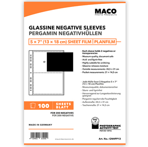 Maco Glassine Negative Sleeves 5x7 Inch (100 Sheets)