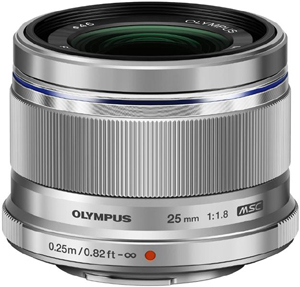 Olympus 25mm F1.8 M Zuiko Micro Four Thirds Lens Silver