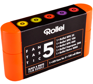 Rollei Fantastic 5 Black And White 120 Roll Film Bundle + Case
