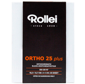Rollei Ortho 25 Plus 4x5 Inch Sheet Film (25 Sheets)