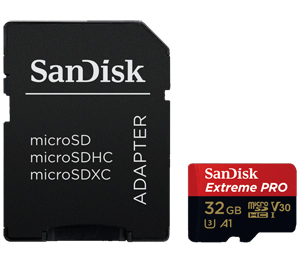 Sandisk 32GB MicroSDHC Extreme Pro UHS-3 V30 (100MB|s) + Adapter