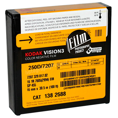 FPP Kodak Vision3 250D Colour Negative Single Perf 16mm Film