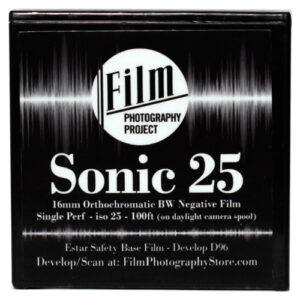 FPP Sonic 25 BW Negative Single Perf 16mm Film