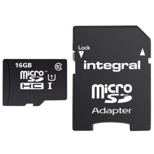 Integral 16GB MicroSDHC UHS-I Class 1 90MB|sec + SD Adapter