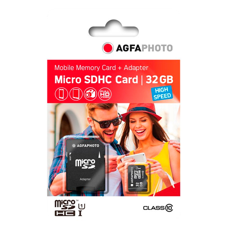 AgfaPhoto 32GB MicroSDHC UHS-I Card + SD Adapter