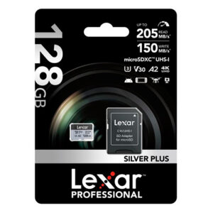 Lexar Pro Silver Plus 128GB MicroSDXC Card + SD Adapter (205MB/s)