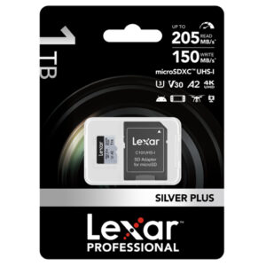 Lexar Pro Silver Plus 1TB MicroSDXC Card + SD Adapter (205MB/s)