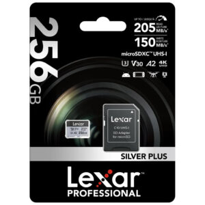 Lexar Pro Silver Plus 256GB MicroSDXC Card + SD Adapter (205MB/s)