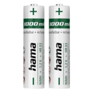 Hama NiMh AAA Rechargeable Batteries 1000mAh (Pack Of 2)