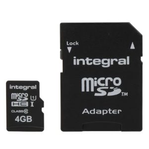 Integral 4GB MicroSDHC Memory Card (20MB|sec) + SD Adapter